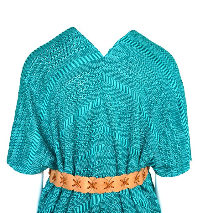 Aquamarine Summer Poncho - Natural Dyed Cotton Tunic from Quetzal Artisan