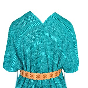 Aquamarine Summer Poncho - Natural Dyed Cotton Tunic from Quetzal Artisan