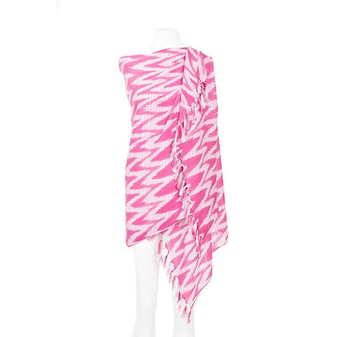 Pink Waves Tie Dye Shawl | Eco-Friendly Handmade Cotton Wrap from Quetzal Artisan
