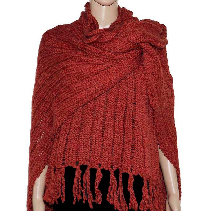 Poncho Bordeaux Red - Handwoven Alpaca Wool Wrap for Women from Quetzal Artisan