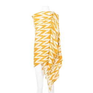 Golden Waves Tie Dye Shawl | Eco-Friendly Woven Yellow Scarf from Quetzal Artisan