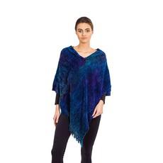 Poncho Blue Purple - Organic Bamboo Chenille - Fairtrade via Quetzal Artisan