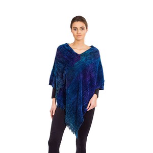 Poncho Blue Purple - Organic Bamboo - Handmade and Fairtrade from Quetzal Artisan