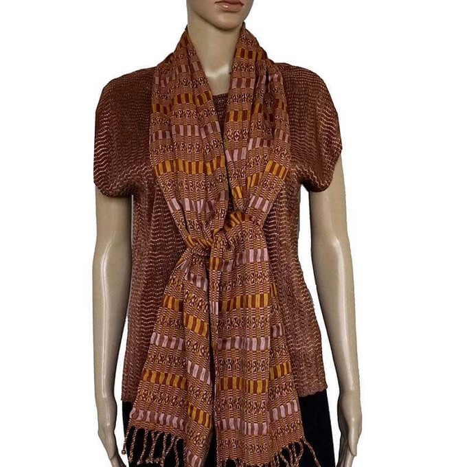 Scarf Brown - Cotton - Natural dyes - Ecofriendly & Fair from Quetzal Artisan