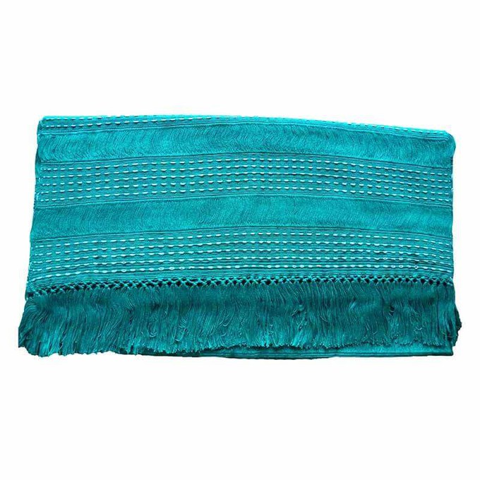 Table Runner Aquamarine - Handwoven - 68" x 17" - Fairtrade from Quetzal Artisan