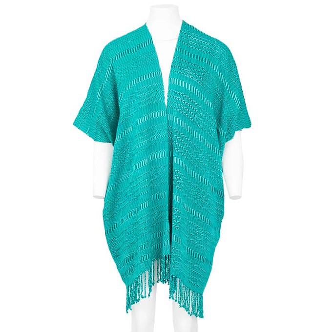 Aquamarine Summer Poncho - Natural Dyed Cotton Tunic from Quetzal Artisan