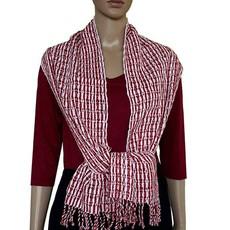 Red White Scarf - Eco-friendly Fairtrade Red Cotton Scarf via Quetzal Artisan