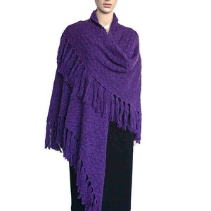 Poncho Shawl Purple - Alpaca Wool Triangle Shawl - Handmade from Quetzal Artisan