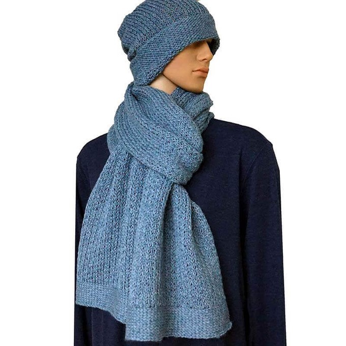 Scarf and Hat Sea Foam - Men's Alpaca Wool Scarf Beanie Set from Quetzal Artisan