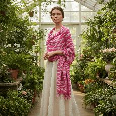 Pink Waves Tie Dye Shawl | Eco-Friendly Handmade Cotton Wrap via Quetzal Artisan