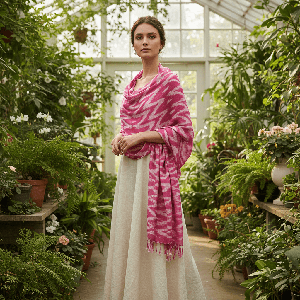 Pink Waves Tie Dye Shawl | Eco-Friendly Handmade Cotton Wrap from Quetzal Artisan