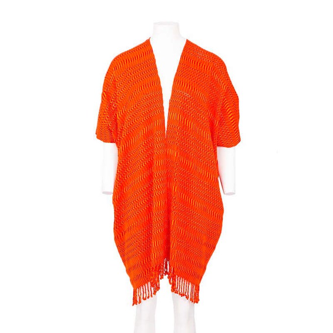 Orange Summer Poncho - Ecofriendly & Fairtrade Cotton Tunic from Quetzal Artisan
