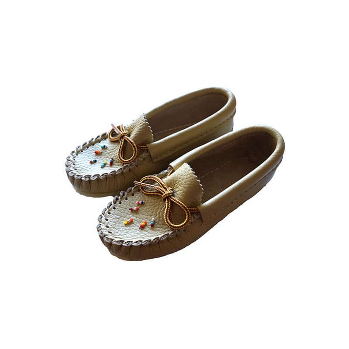 Girls Leather Moccasins - Hiawatha Traditional Native Shoes from Quetzal Artisan