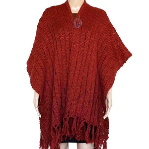 Poncho Bordeaux Red - Handwoven Alpaca Wool Wrap for Women from Quetzal Artisan