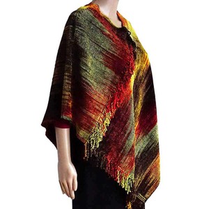 Poncho Yellow Brown - Organic Bamboo Chenille - Fairtrade from Quetzal Artisan