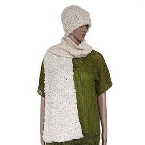 Boucle Scarf and Hat Ivory White - Knitted Apaca Wool Beanie from Quetzal Artisan