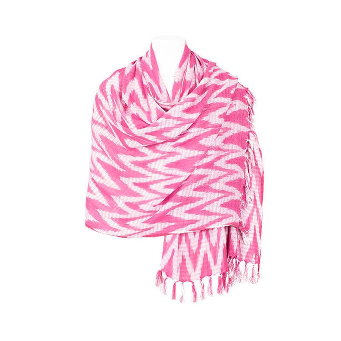 Pink Waves Tie Dye Shawl | Eco-Friendly Handmade Cotton Wrap from Quetzal Artisan