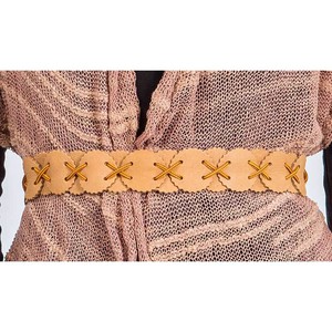 Belt Brown Mooshide - Native Design - Handmade in Canada from Quetzal Artisan