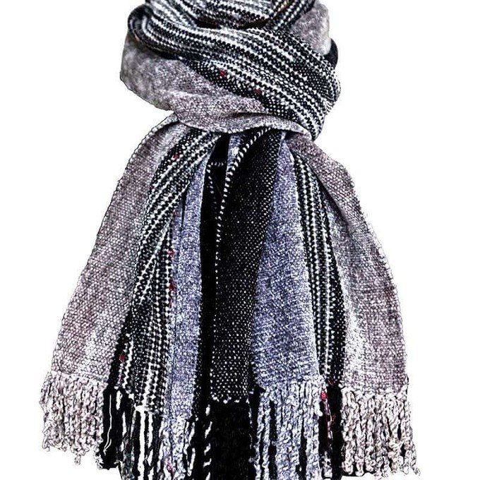 Scarf Black Grey - Organic Bamboo - Beautiful and Fairtrade from Quetzal Artisan