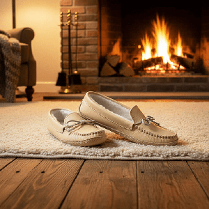 Men Moccasins Natural - Leather Slippers Native Footwear from Quetzal Artisan