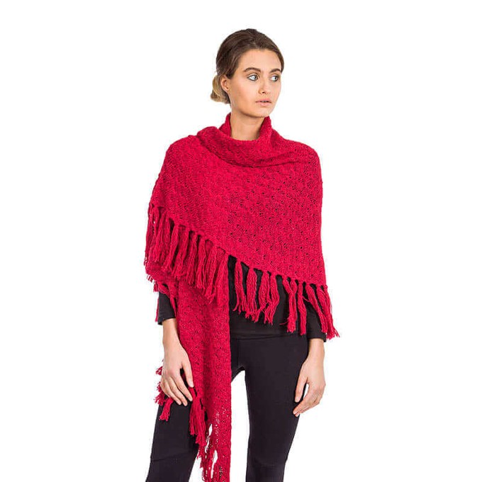 Red Triangle Shawl - Versatile Lightweight Alpaca Poncho from Quetzal Artisan