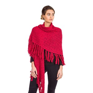 Red Triangle Shawl - Versatile Lightweight Alpaca Poncho from Quetzal Artisan