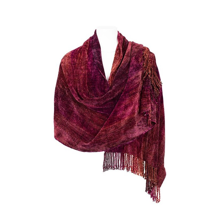 Shawl Raspberry - Bamboo Chenille - Handwoven and Fairtrade from Quetzal Artisan