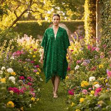 Green Summer Poncho - Eco-friendly & Fairtrade Cotton Tunic via Quetzal Artisan