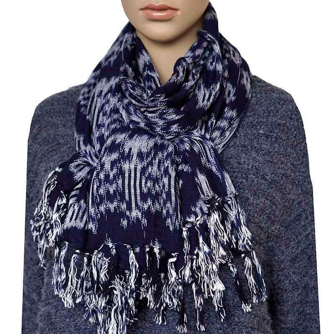 Blue Indigo Forest Shawl | Tie Dyed Eco-Friendly Scarf from Quetzal Artisan