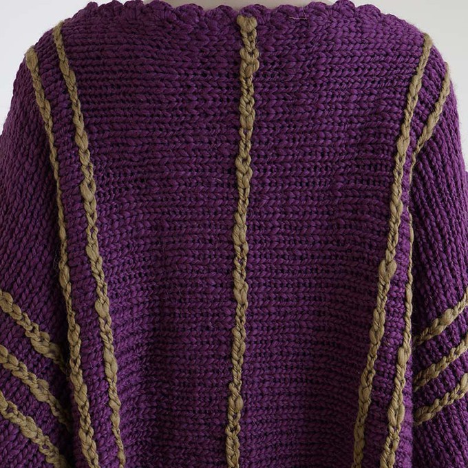 Plum Purple Poncho - Boho Fringed Wool Pullover for Women from Quetzal Artisan