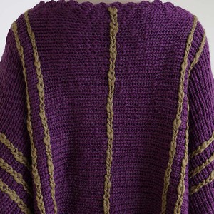 Plum Purple Poncho - Boho Fringed Wool Pullover for Women from Quetzal Artisan