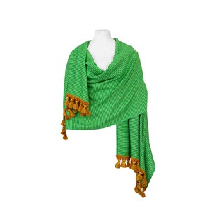 Green Lemon Shawl - Extra Large Woven Fair Trade Plaid Wrap from Quetzal Artisan