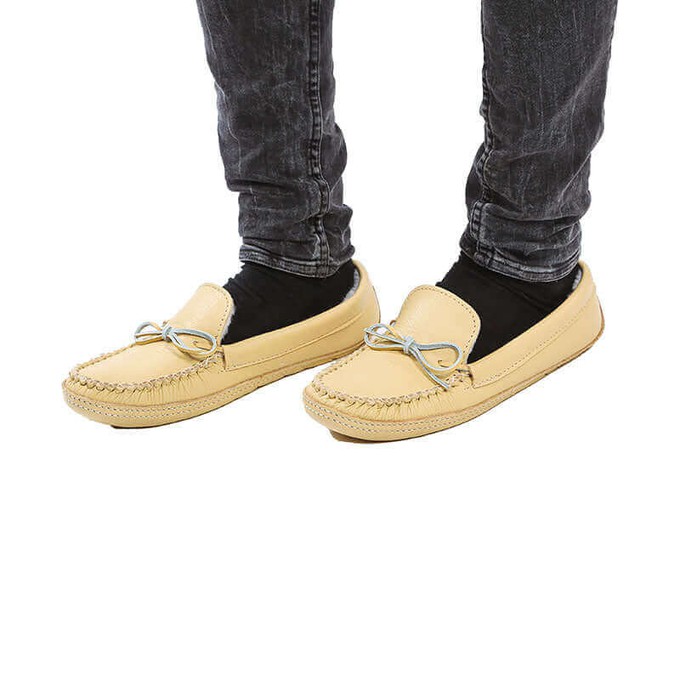 Men Moccasins Natural - Handmade Hiawatha Winter Slippers from Quetzal Artisan