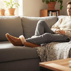 Men Sheepskin Moccasin Boots - Handmade Warm House Slippers via Quetzal Artisan