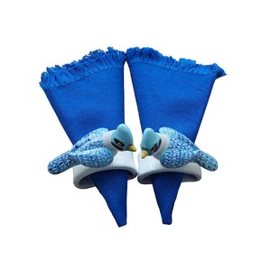 Blue Jay Napkin Rings - Cotton Napkins - Handmade & Fair from Quetzal Artisan
