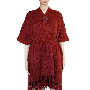 Poncho Bordeaux Red - Handwoven Alpaca Wool Wrap for Women from Quetzal Artisan