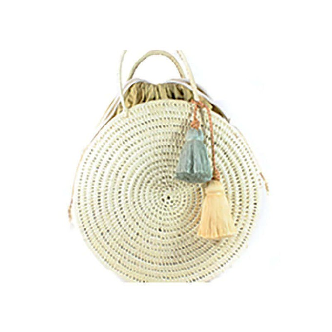 Handbag Palm Leaf Mustard - Rond Ecofriendly Cotton Pouch from Quetzal Artisan