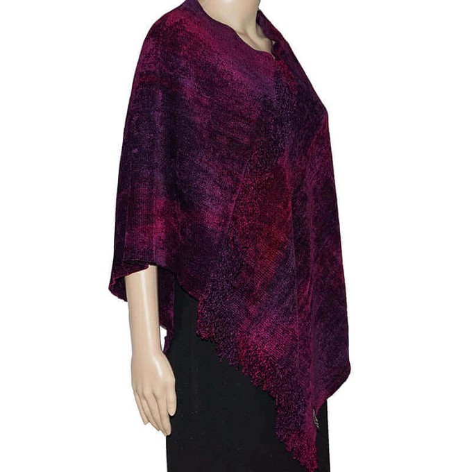 Poncho Magenta - Handwoven Organic Bamboo Chenille Wrap from Quetzal Artisan