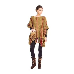 Poncho Ochre Coral - Women Pullover Poncho Stylish and Warm from Quetzal Artisan