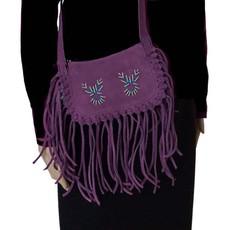 Fringed Shoulder Bag Purple - Suede - Handmade in Canada via Quetzal Artisan