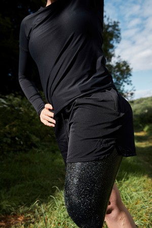 Black Multipurpose Drawstring Waist Shorts from Ran By Nature