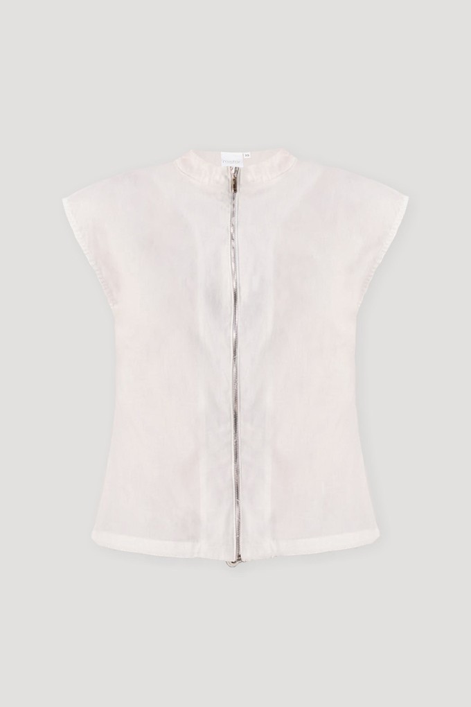 Front Zip Top in White from Reistor