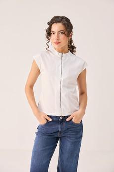 Front Zip Top in White via Reistor