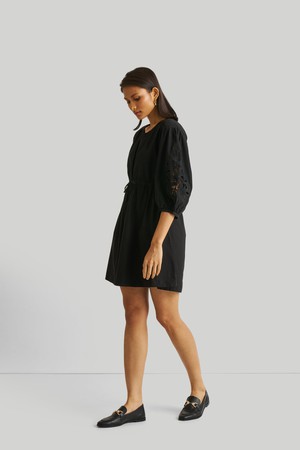 Shirt Dress with Balloon Sleeves in Black from Reistor