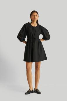Shirt Dress with Balloon Sleeves in Black via Reistor