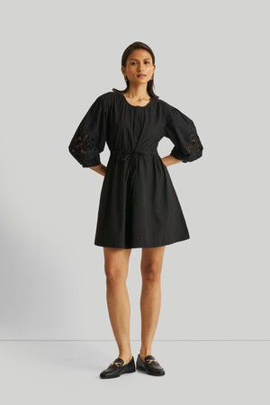 Shirt Dress with Balloon Sleeves in Black from Reistor