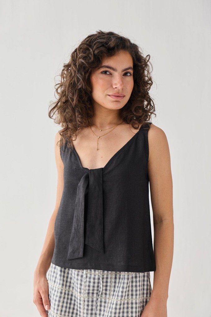 Hemp Front Tie Cami Top in Black from Reistor