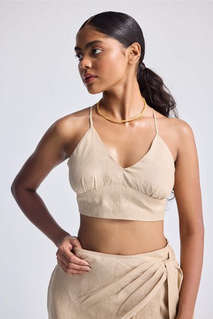Pleated wrap skirt in Neutral Beige from Reistor