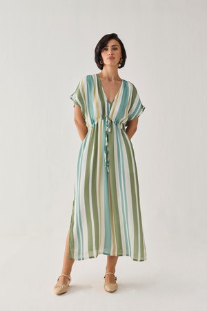Gathered Maxi Dress in Stripes from Reistor