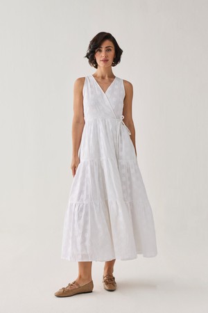 The Embroidered Tiered Wrap Maxi Dress from Reistor